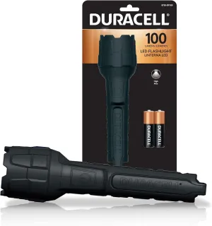 Duracell 100 Lumen Heavy Duty Rubber Flashlight - Rubberized Construction with Comfort Grip Design and 2-AA Batteries Included. Great for In-Door & Out-Door Use