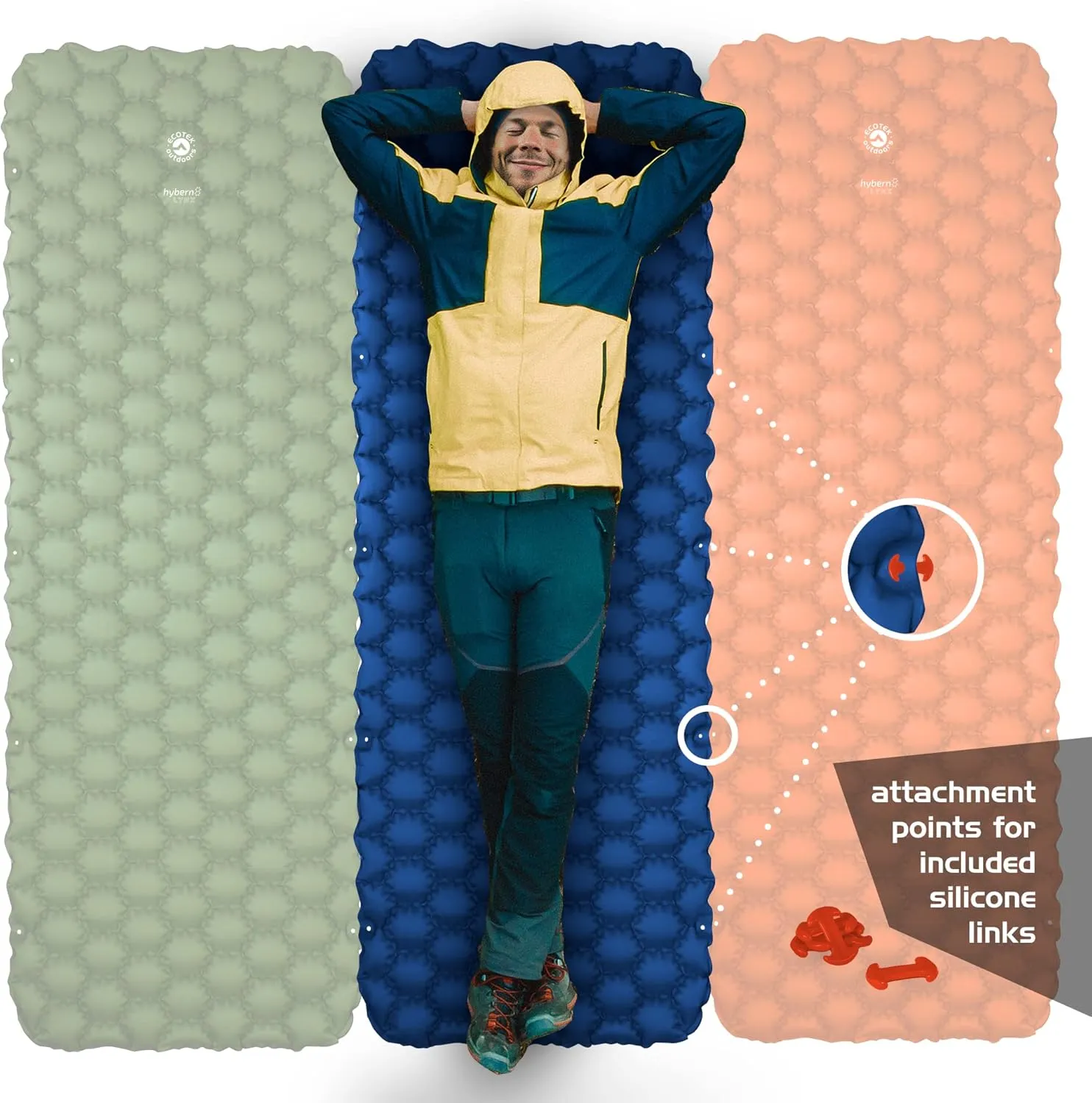 ECOTEK Outdoors Hybern8 Lynx Inflatable Sleeping Pad (Fire Orange)