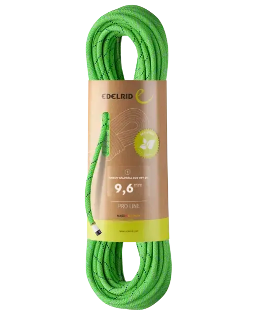 Edelrid Tommy Caldwell Eco Dry 9.6mm Dynamic Climbing Rope Neon Green 60m