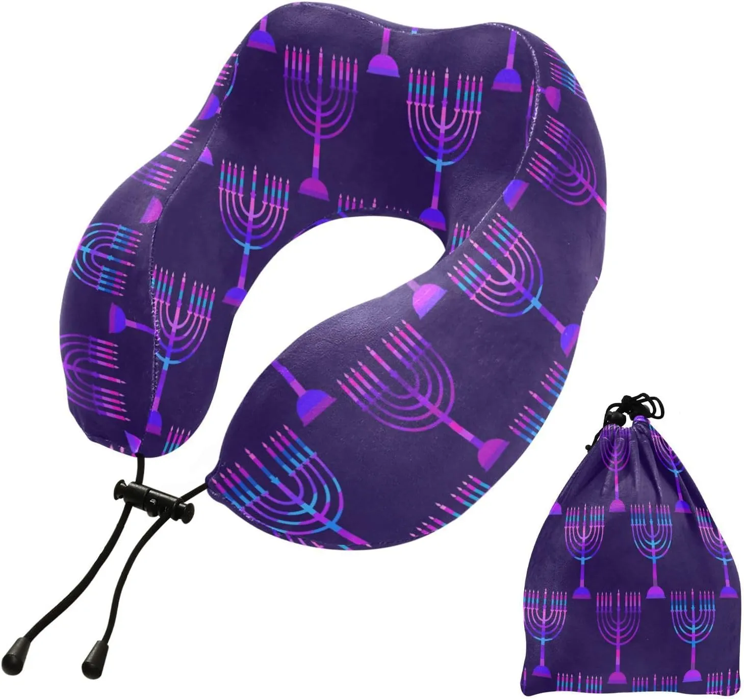 Eionryn Purple Nine Candles Travel Pillow Memory Foam Neck Pillow with Travel Bag Soft for Headrest Sleep Airplane Car Travel Home,Office
