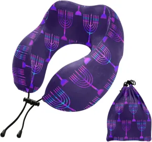 Eionryn Purple Nine Candles Travel Pillow Memory Foam Neck Pillow with Travel Bag Soft for Headrest Sleep Airplane Car Travel Home,Office
