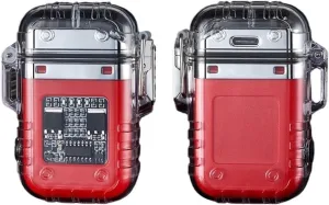 Electric arc Plasma Lighter USB Rechargeable, Windproof flameless Waterproof Flashlight Lighter for Cigarette/Cigar ，Candle， Survival ，Camping Hiking (Color : Red)