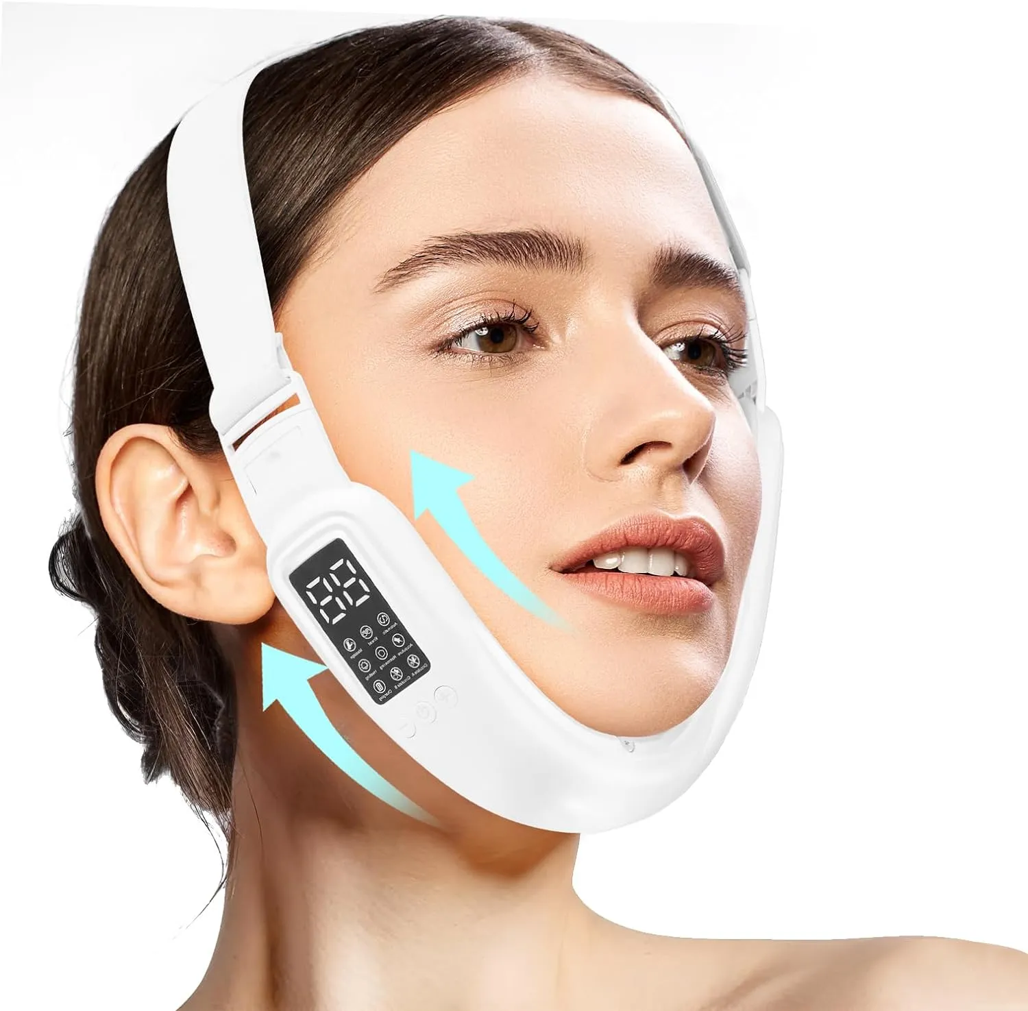 Electric Double Chin Device and V-Face Machine with 8 Modes and 15 Gear Adjustable Intensities - Intelligent Double Chin Machine for V-face