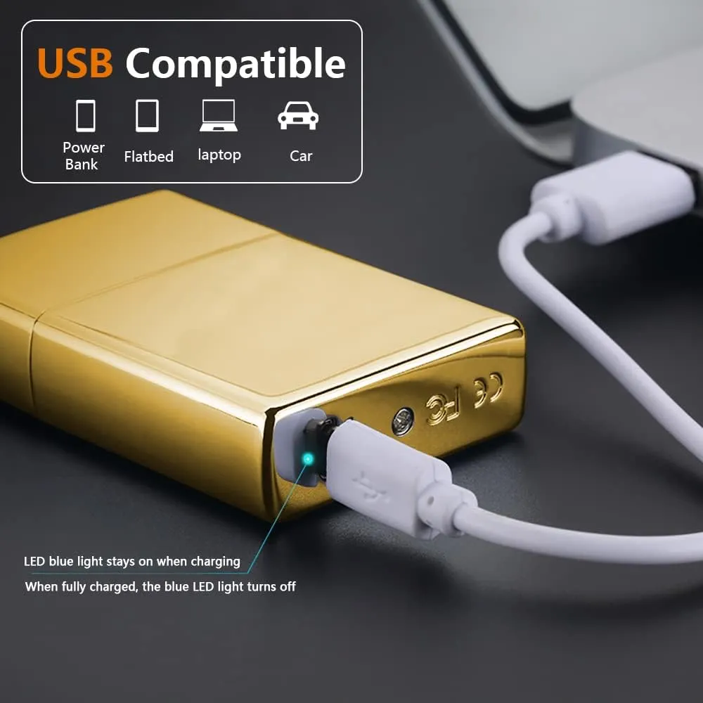 Electric Lighter Six Arc Plasma Lighter Rechargeable USB Lighter Cool Lighter Windproof Flameless Lighter with High Power Battery Electronic Lighter for Candle, Camping(Gold), JL220
