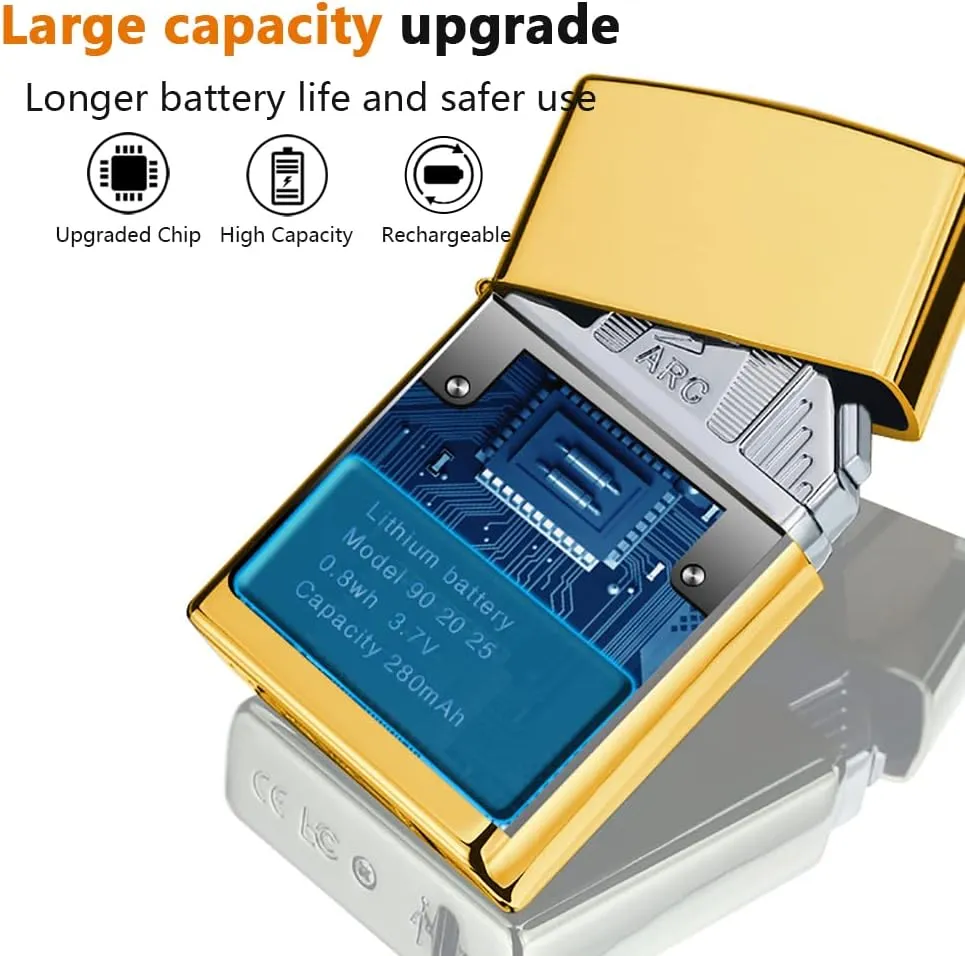 Electric Lighter Six Arc Plasma Lighter Rechargeable USB Lighter Cool Lighter Windproof Flameless Lighter with High Power Battery Electronic Lighter for Candle, Camping(Gold), JL220