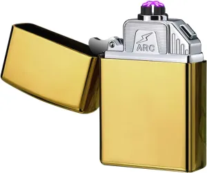 Electric Lighter Six Arc Plasma Lighter Rechargeable USB Lighter Cool Lighter Windproof Flameless Lighter with High Power Battery Electronic Lighter for Candle, Camping(Gold), JL220