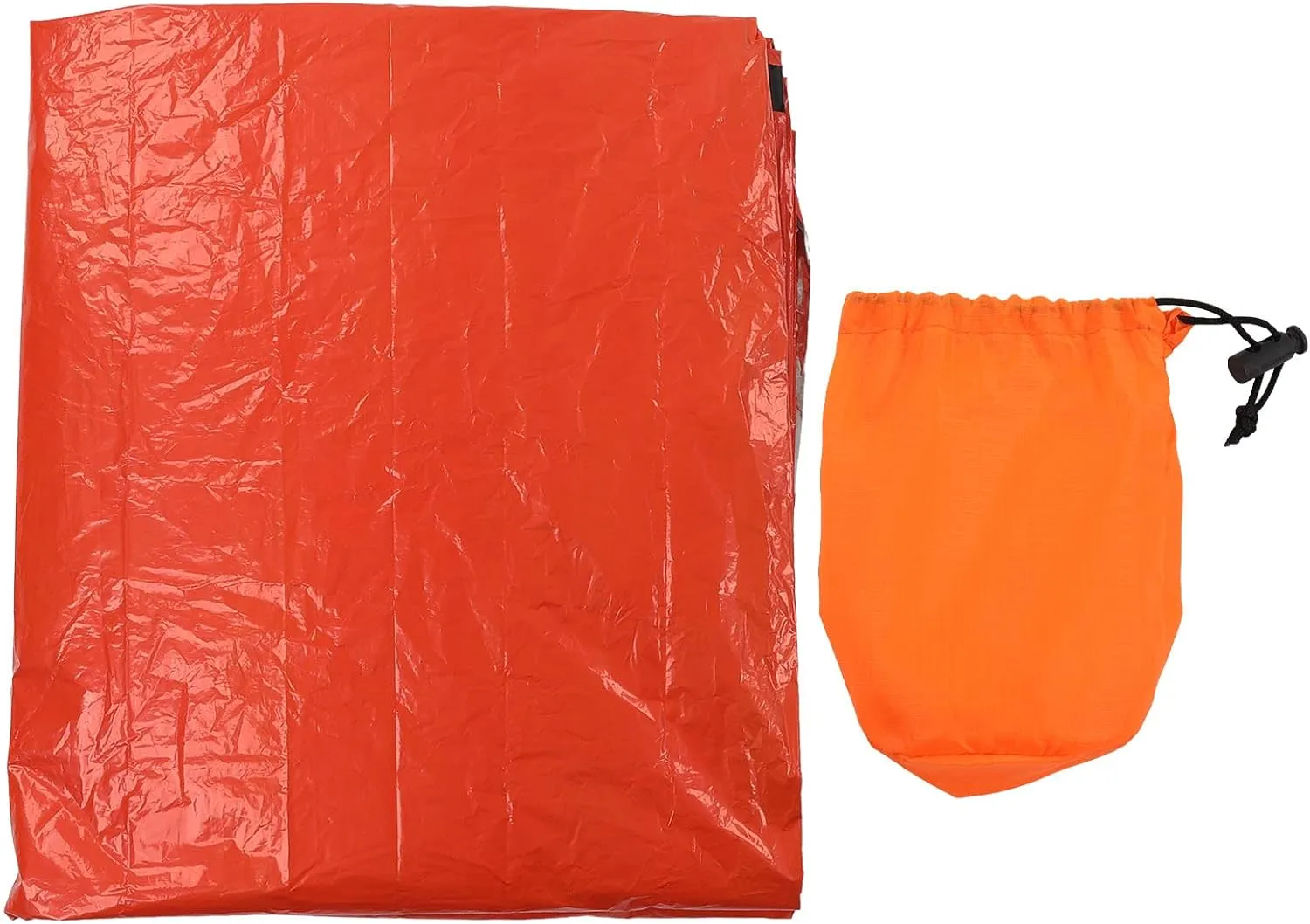Emergency Sleeping Bag Windproof Mummy Bag for Camping Hiking, Reusable Lightweight Outdoor Survival PE Aluminum Film in Orange Color