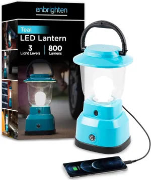 Enbrighten LED Large Camping Lantern, Battery Powered, USB Charging, 800 Lumens, 200 Hour Runtime, Carabiner Handle, Hiking Gear, Emergency Light, Blackout, Storm, Hurricane