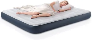 Evajoy Camping Air Mattress, Queen Inflatable Mattress Air Bed with High Speed External Electric Pump, 80''x60''x8'' Inflatable Blow Up Bed for Camping Travelling Guest,with Storage Bag