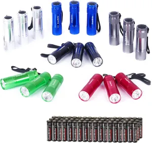 EverBrite 18-Pack Mini LED Flashlight Set - Portable Flashlights Ideal for Hurricane Supplies Camping, Night Reading, Cycling, BBQ, Party, Backpacking - Includes Lanyard & 54 x AAA Batteries