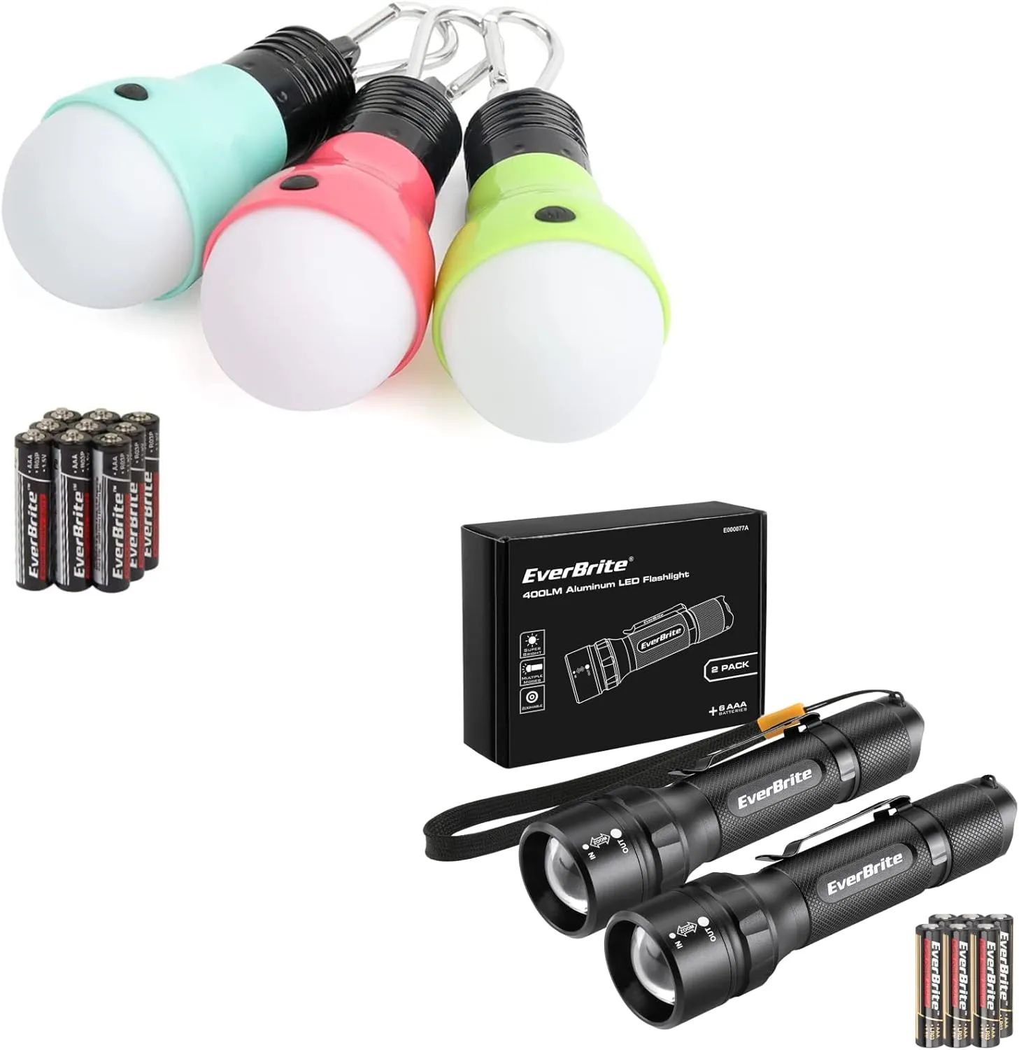 EverBrite 3-Pack Camping Lights 400 Lumens Zoomable Flashlights