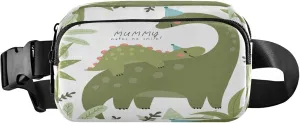 Exnundod Fanny Packs for Women & Men Mother's Day Dinosaur Cartoon, Waist Pack Mummy Crossbody Bags Belt Adjustable Strap for Running Hiking Workout