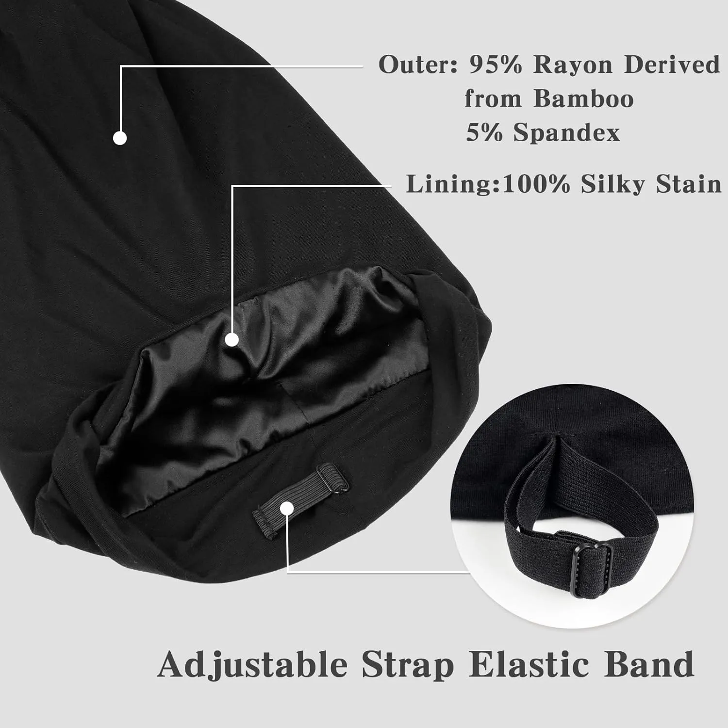 Fittia Long XL Silk Satin Bonnet for Braids, Dreadlocks for Curly Hair Sleeping, Large Silk Sleep Cap for Black Women Men Frizzy Hair
