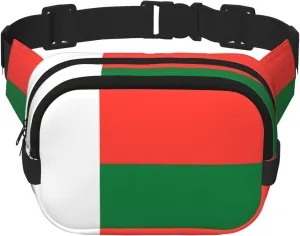 Flag of Madagascar Printed Fashion Crossbody Bag, Hiking Waist Bag, Square Double Layer Travel and Fitness Shoulder Bag
