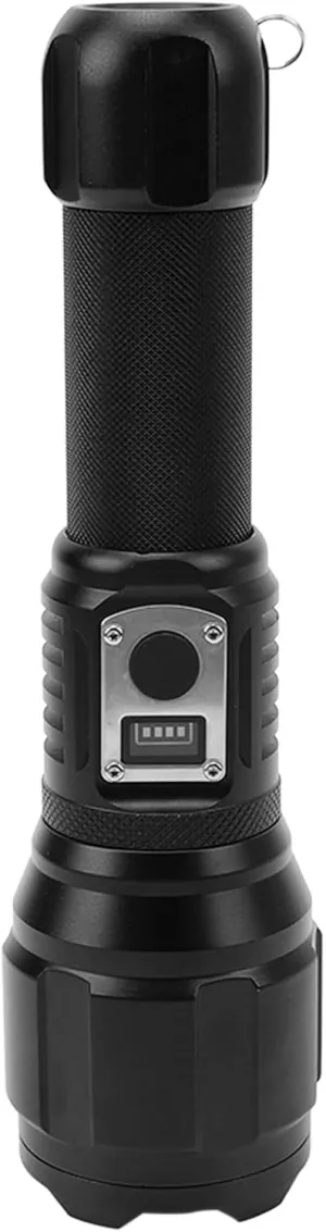 Flashlight, Aluminum Alloy Waterproof 5 Gear Zoomable Flash, Type C d Flash Light with Electricity Electronic Display, for Camping