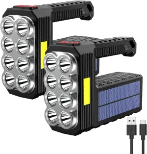 Flashlight Rechargeable Flashlights, 2pcs 2000 High Lumens Super Bright 8 LED COB Sidelight with 3 Modes, Portable Lightweight Waterproof Spotlight Flashlight for Emergency