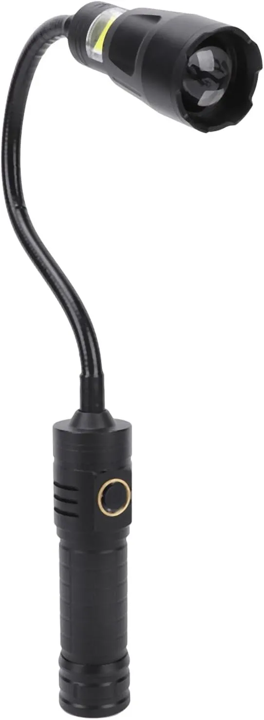 Flexible Flashlight with High Brightness, Zoom Function and COB Side Light, Equipped with Magnetic Base for Car Repair, Reading, Camping