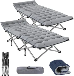 Folding Camping Cot, 2 Pack Folding Cot Camping Cots for Adults, Portable Sleeping Cot with Mattress Foldable Outdoor Bed Camp Cots Guest Bed with Carry Bag for Home, Office & Outdoor Use