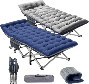 Folding Camping Cot, 2 Pack Folding Cot Camping Cots for Adults, Portable Sleeping Cot with Mattress Foldable Outdoor Bed Camp Cots Guest Bed with Carry Bag for Home, Office & Outdoor Use
