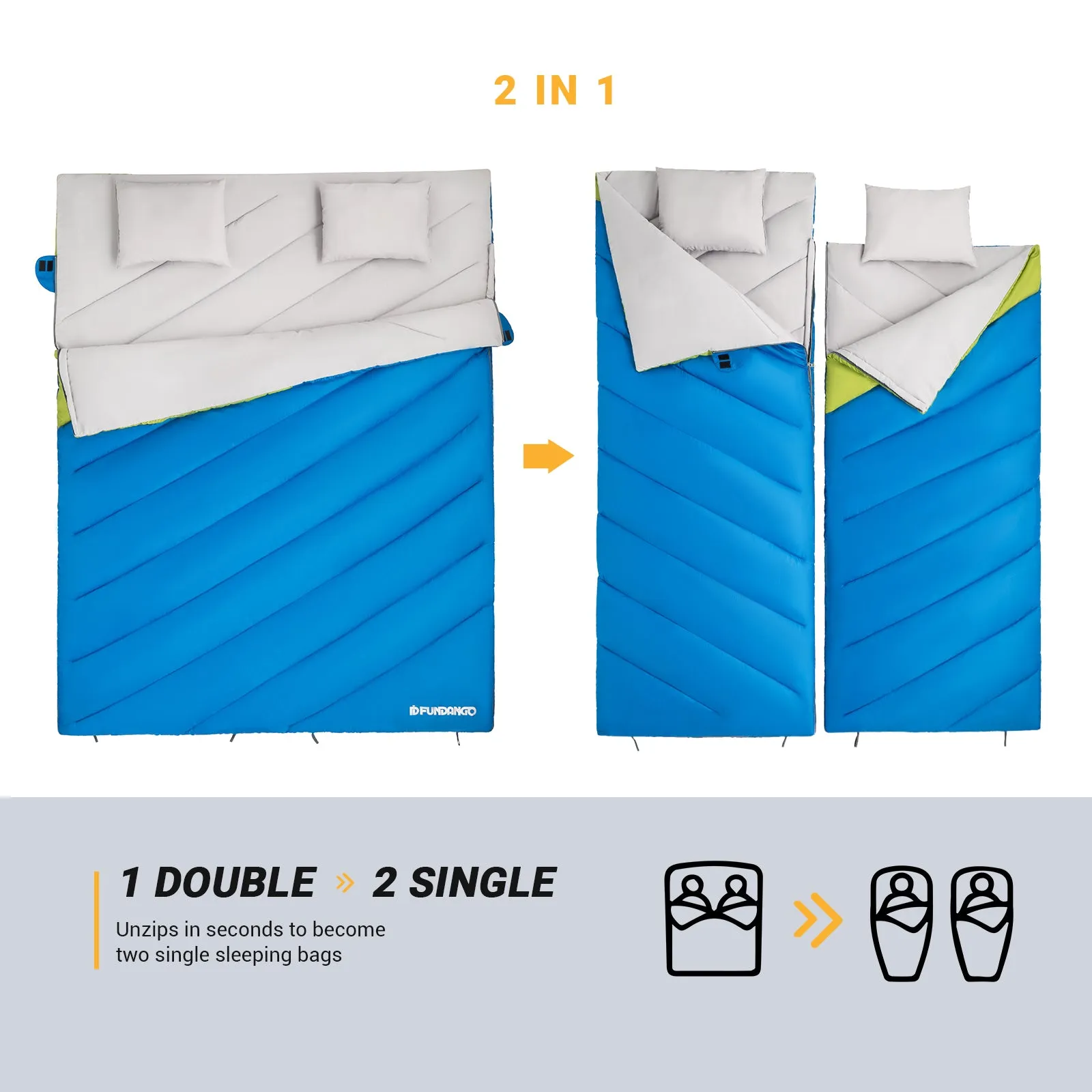 FUNDANGO COMFORT 250D Sleeping Bag-Envelope Double