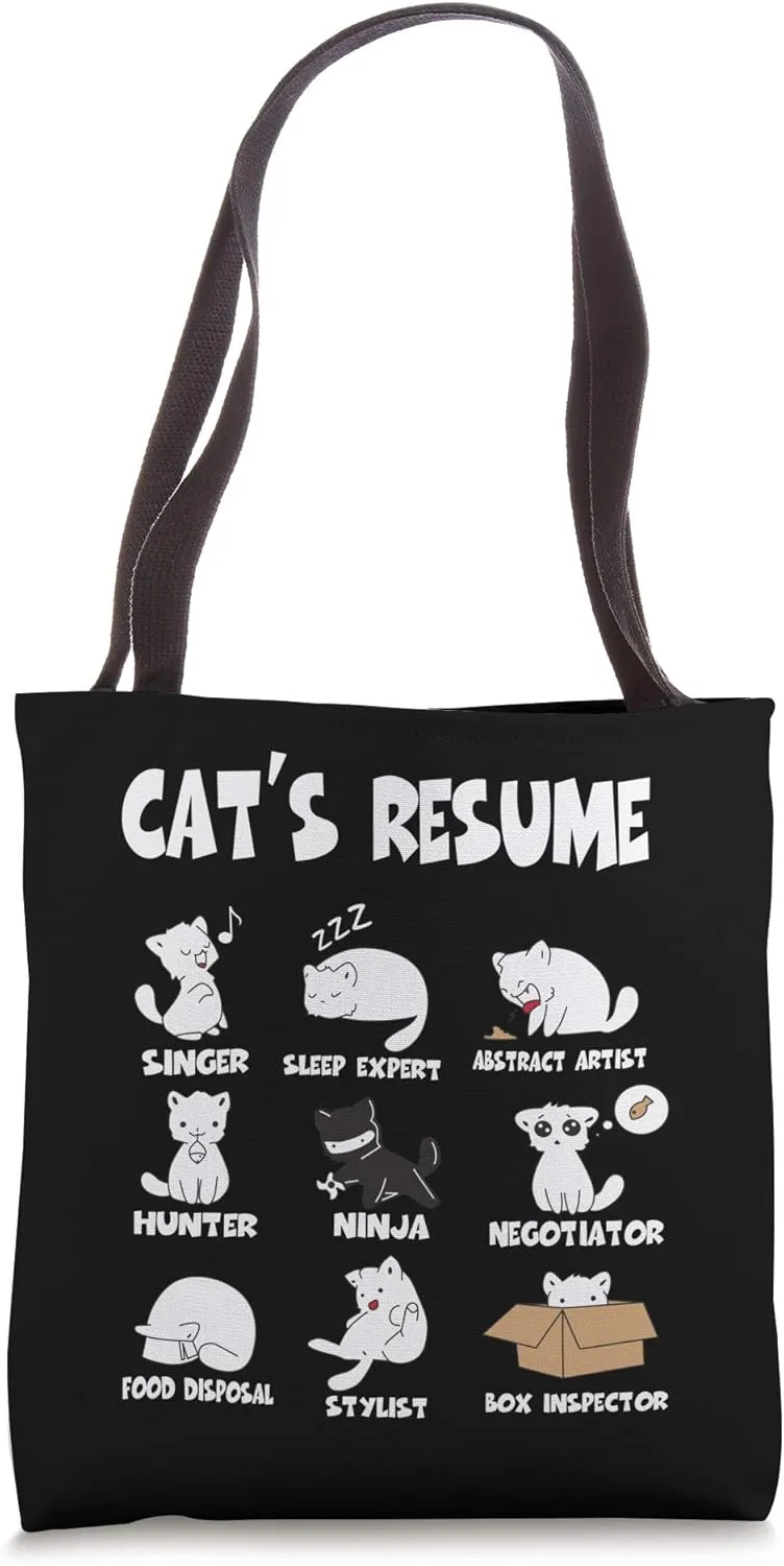 Funny Cat's Resume Life Of A Cat Tote Bag