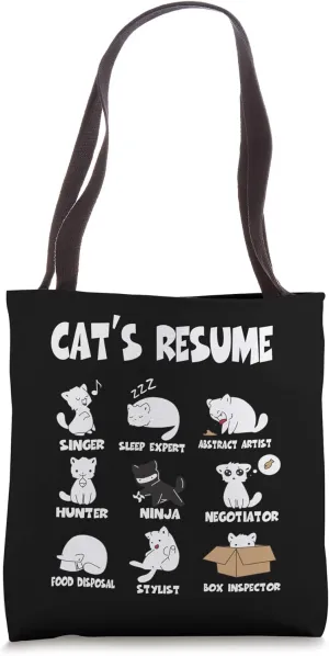 Funny Cat's Resume Life Of A Cat Tote Bag