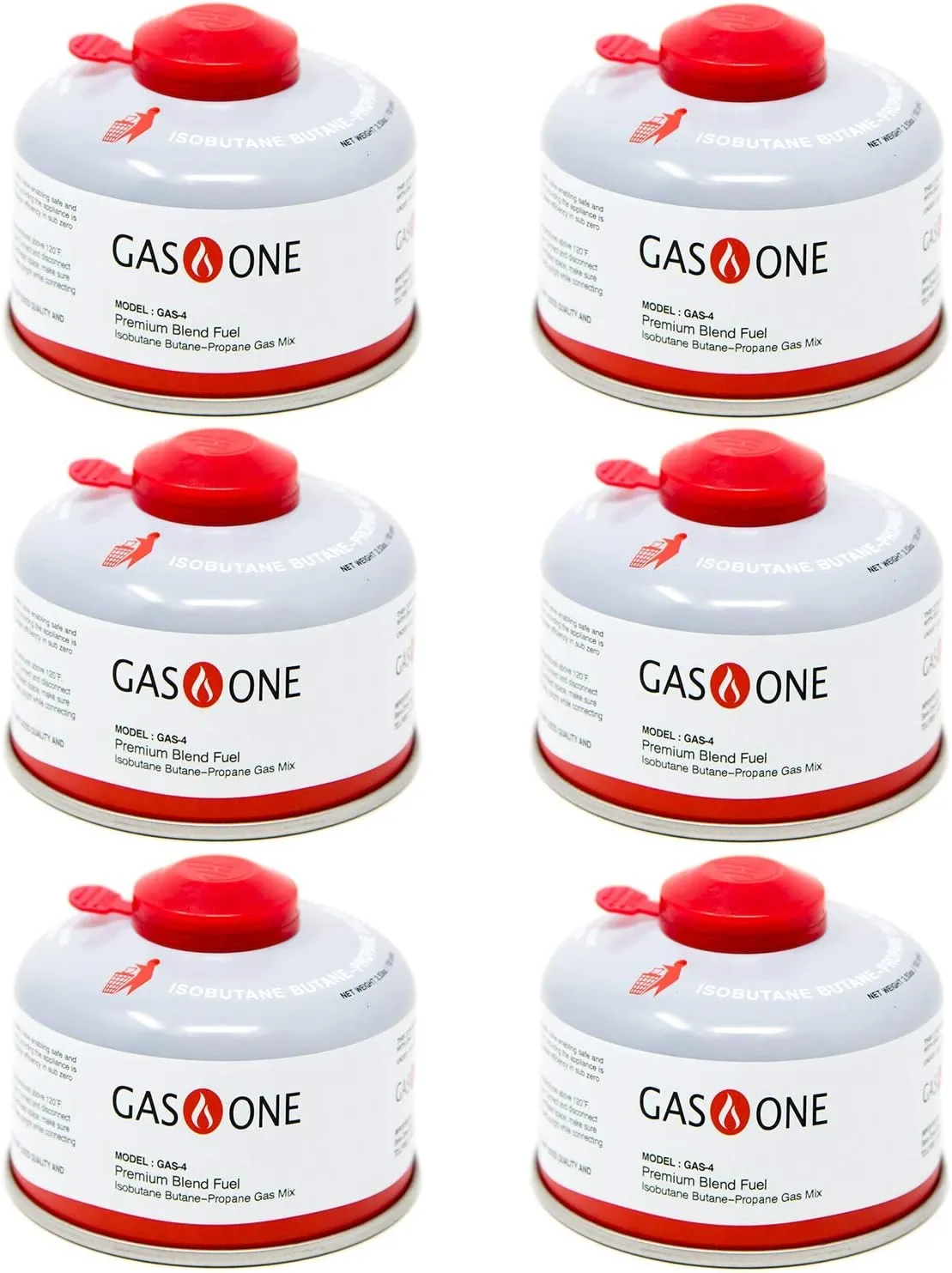 Gas One Camping Fuel Blend Isobutane Fuel Canister 100gram (6 Pack)