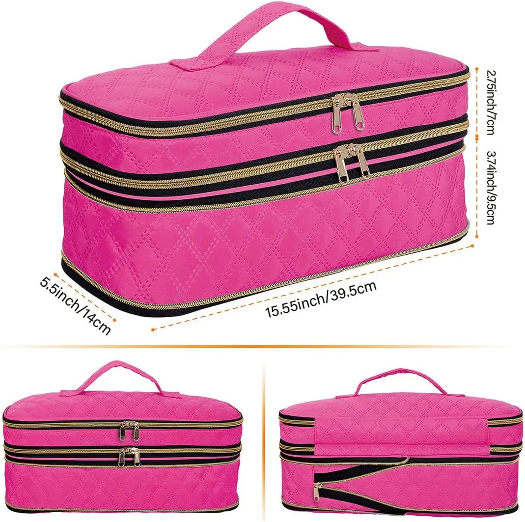 Hair Dryer Travel Carrying Case, Curling Iron Storage Bag, Slim Expandable Handheld Dual-Layer Travel Storage Bag for Dryer/Hair Tool Organizer/Style Organizer