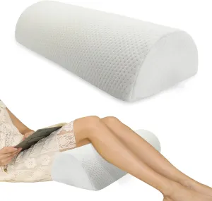 Half Moon Bolster Pillow - Perfect for Legs, Knees, Lower Back, Ankle and Head Support. Versatile Lumbar Support for Bed, Includes Memory Foam and Machine Washable Cover - L