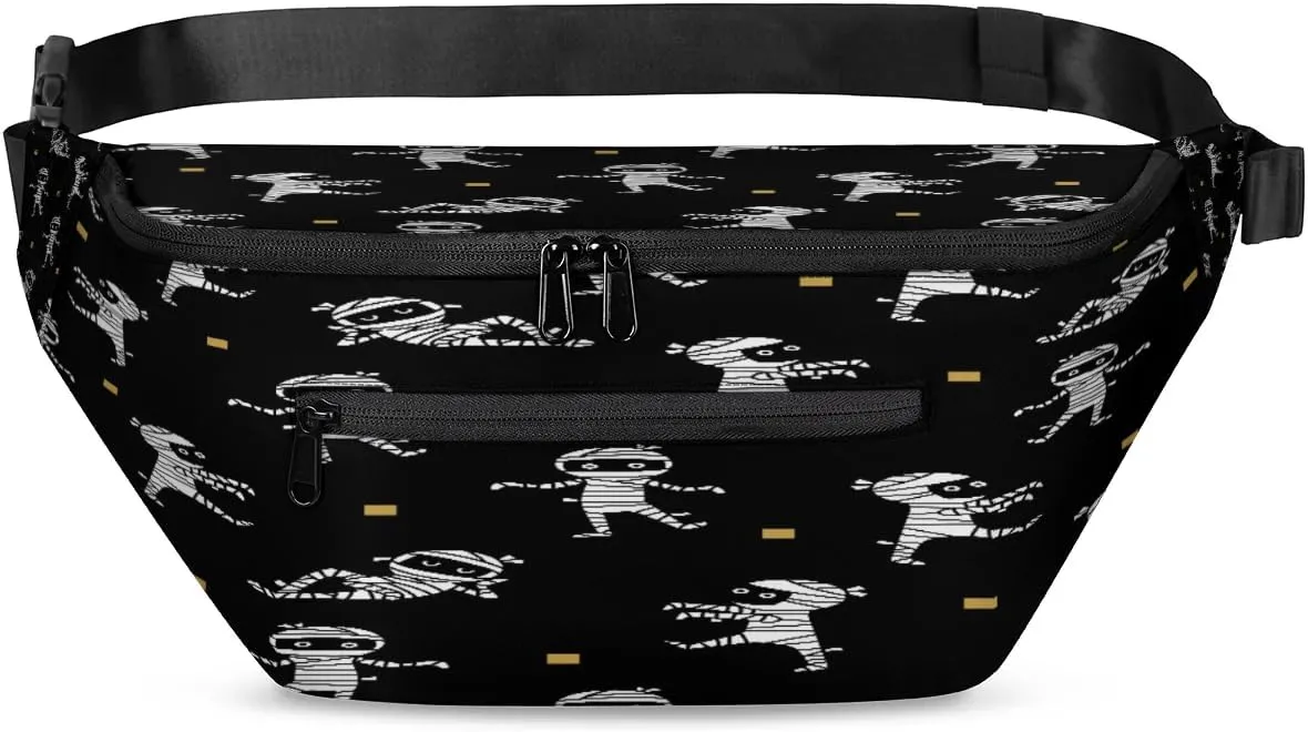 Halloween Mummy Crossbody Sling Bag for Women Men Crossbody Backpack with 4 Zipper Pockets Fanny Pack Shoulder Casual Daypack for Travel Running Hiking Cycling