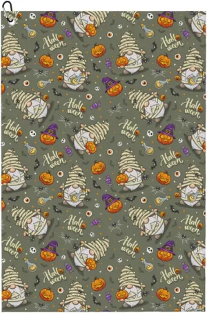 Halloween Mummy Gnome Print Amphibian Golf Ball Towel with Dry and Wet Technology Golf Ball Towels for Golf Bags for Men and Women with Carabiner