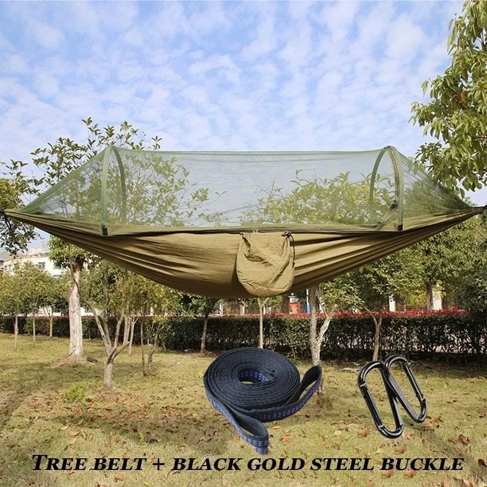 Hammock Camping Hammock with Mosquito Net - 2 Person Ultra-Lightweight Outdoor Travel Hammocks Outdoor Hammock (Color : Green 290 * 140cm) (Army Green 290 * 140cm)