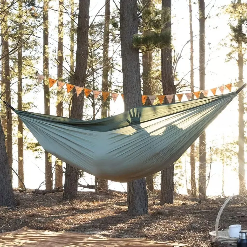 Hammocks Camping Hammock Single Or Double Sized Indoor & Outdoor Hammocks with Storage Bag Camping Accessories, 290*148cm, Grey