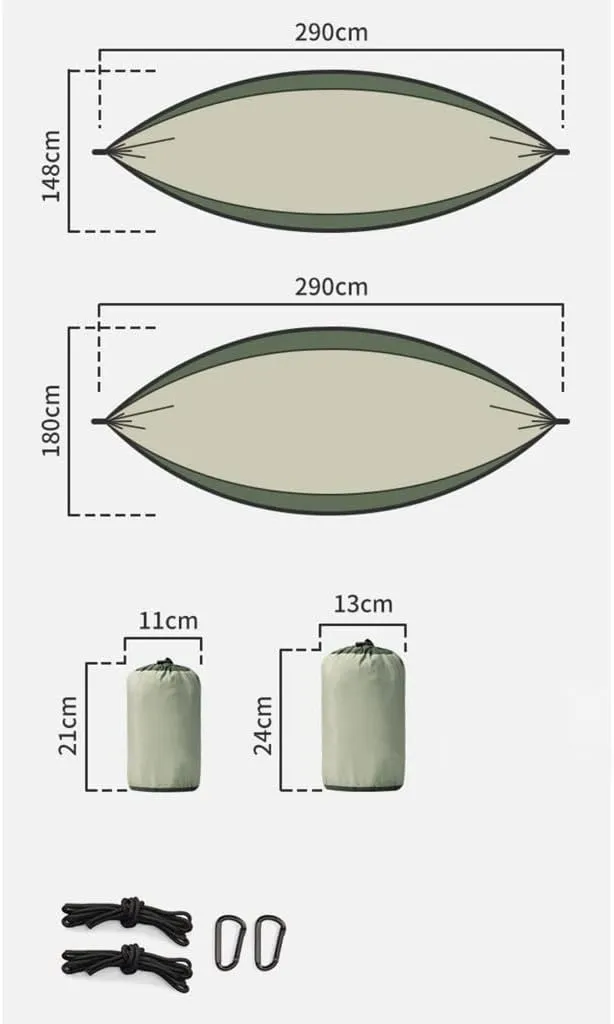 Hammocks Camping Hammock Single Or Double Sized Indoor & Outdoor Hammocks with Storage Bag Camping Accessories, 290*148cm, Grey