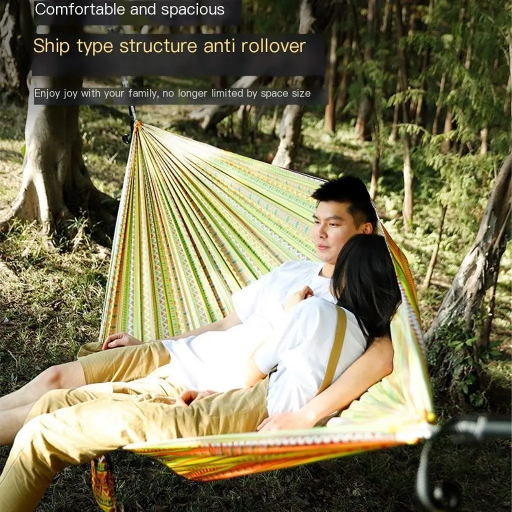 Hamock Hammock Outdoor Camping Quick-Open Single Double Hammock Parachute Cloth Printing Park Camping Hammock Hanmock(Yellow)