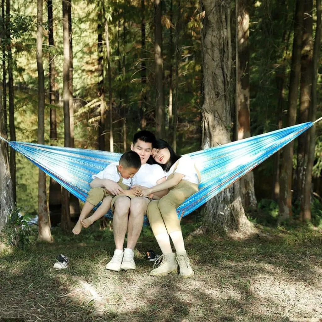 Hamock Hammock Outdoor Camping Quick-Open Single Double Hammock Parachute Cloth Printing Park Camping Hammock Hanmock(Yellow)