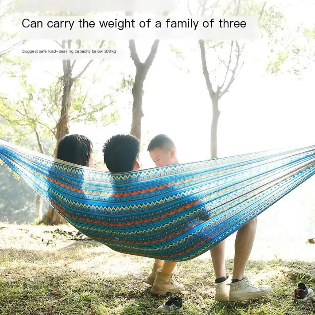 Hamock Hammock Outdoor Camping Quick-Open Single Double Hammock Parachute Cloth Printing Park Camping Hammock Hanmock(Yellow)