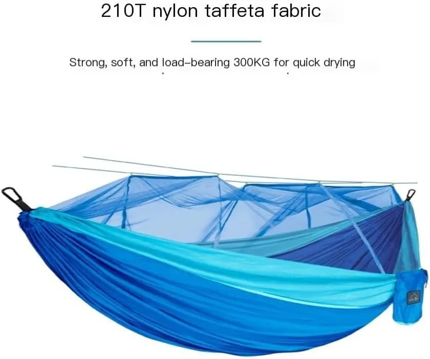 Hamock Mosquito Net Hammock Double Outdoor Anti-Mosquito Parachute Cloth Swing Outdoor Sleeping Hanging Tree Camping Hanmock(Blue,Large)