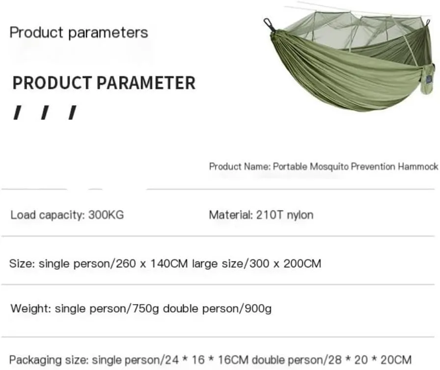 Hamock Mosquito Net Hammock Double Outdoor Anti-Mosquito Parachute Cloth Swing Outdoor Sleeping Hanging Tree Camping Hanmock(Blue,Large)
