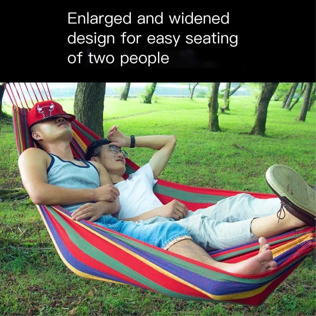 Hamock Outdoor Camping Thick Canvas Hammock Outdoor Swing Home Single Double Dormitory Sleeping Student Anti-Rollover Hanmock(C)