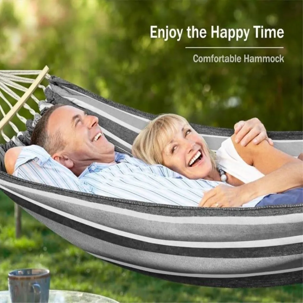 Hamock Outdoor Canvas Hammock Camping Anti-Rollover Swing Thickened Spot Single Double Duckbill Buckle Hammock Hanmock(B)