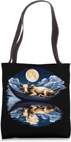 Harmonious Sleeping Cow in Moonlight Tote Bag