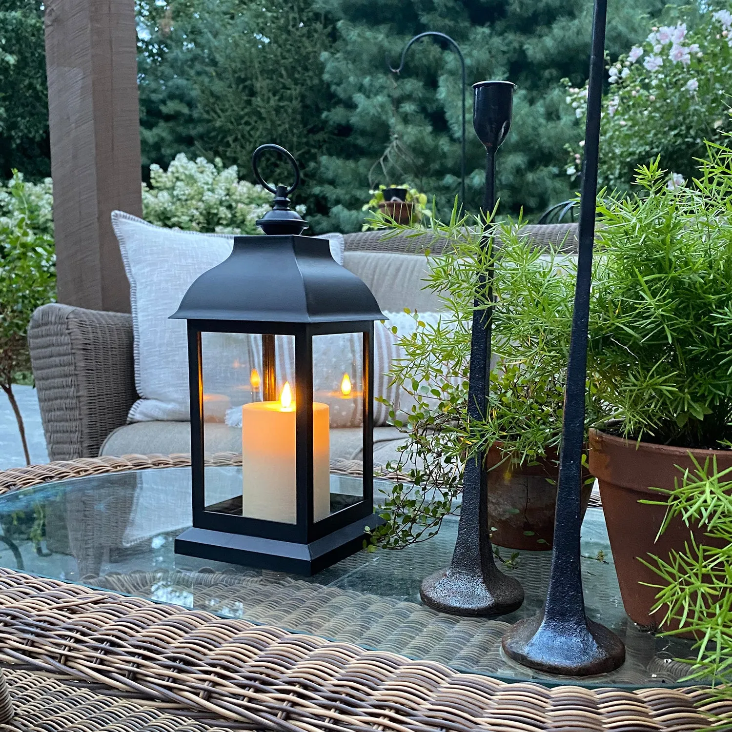 Hazel Lantern with Flameless Candle