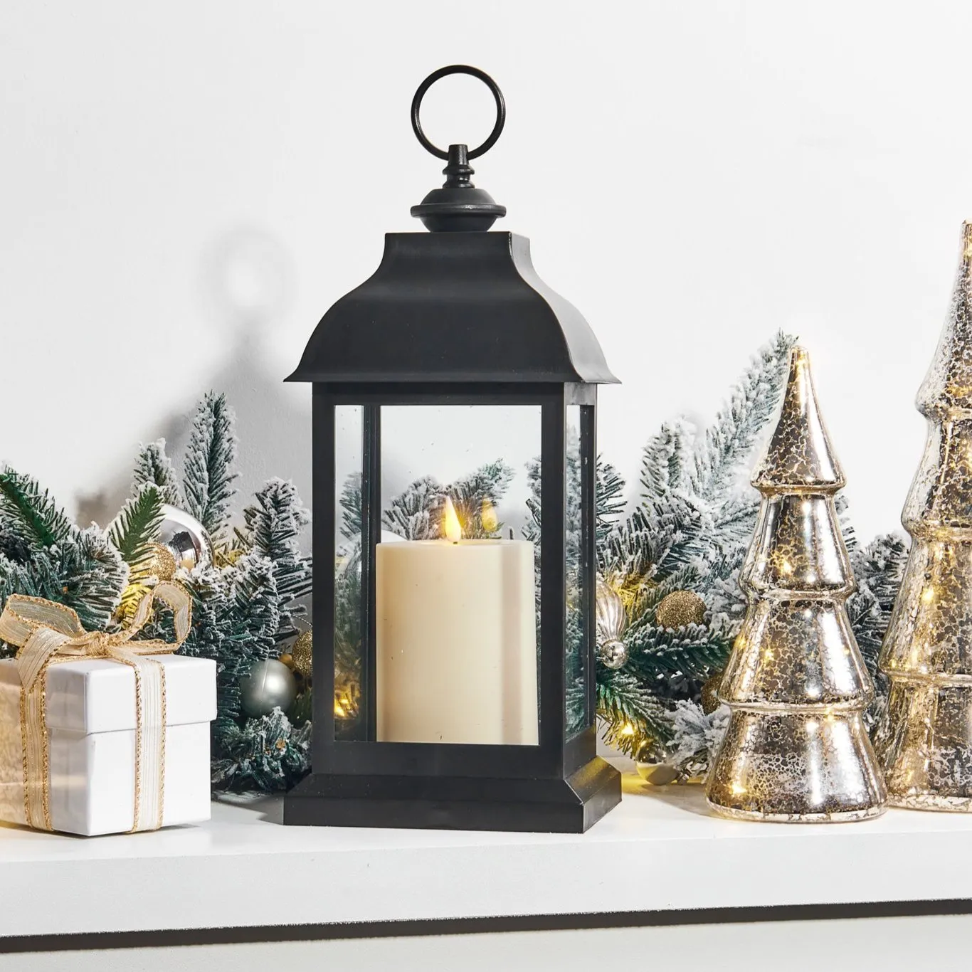 Hazel Lantern with Flameless Candle