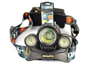 head torch LED Headlamp 5000 Lumens Head lamp T6 3 LED Headlight flashlight 18650 Rechargeable battery pack