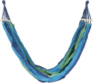 HEMOTON Portable Double Person Outdoor Hammock with Rollover Wooden Stick Rainbow Stripe Design for Camping Travel and Relaxation Blue