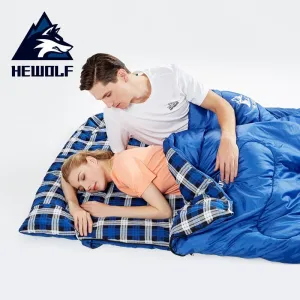 Hewolf Portable Hiking Bag Autumn 2.2m*1.45m Bags cotton Spring Resilient Outdoor VR-compatible Splicable Envelope Camping and Double Sleeping Sleeping