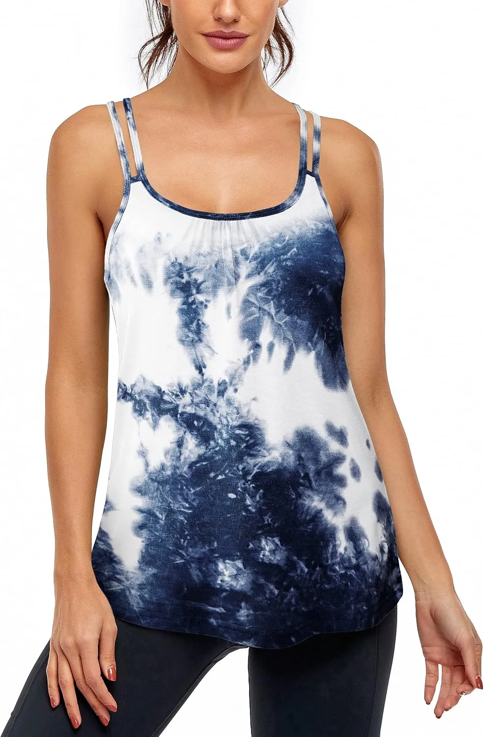 Hibelle Women's Workout Yoga Racerback Tank Tops with Built in Shelf Bra