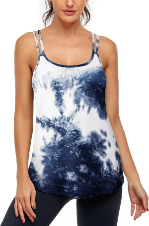 Hibelle Women's Workout Yoga Racerback Tank Tops with Built in Shelf Bra