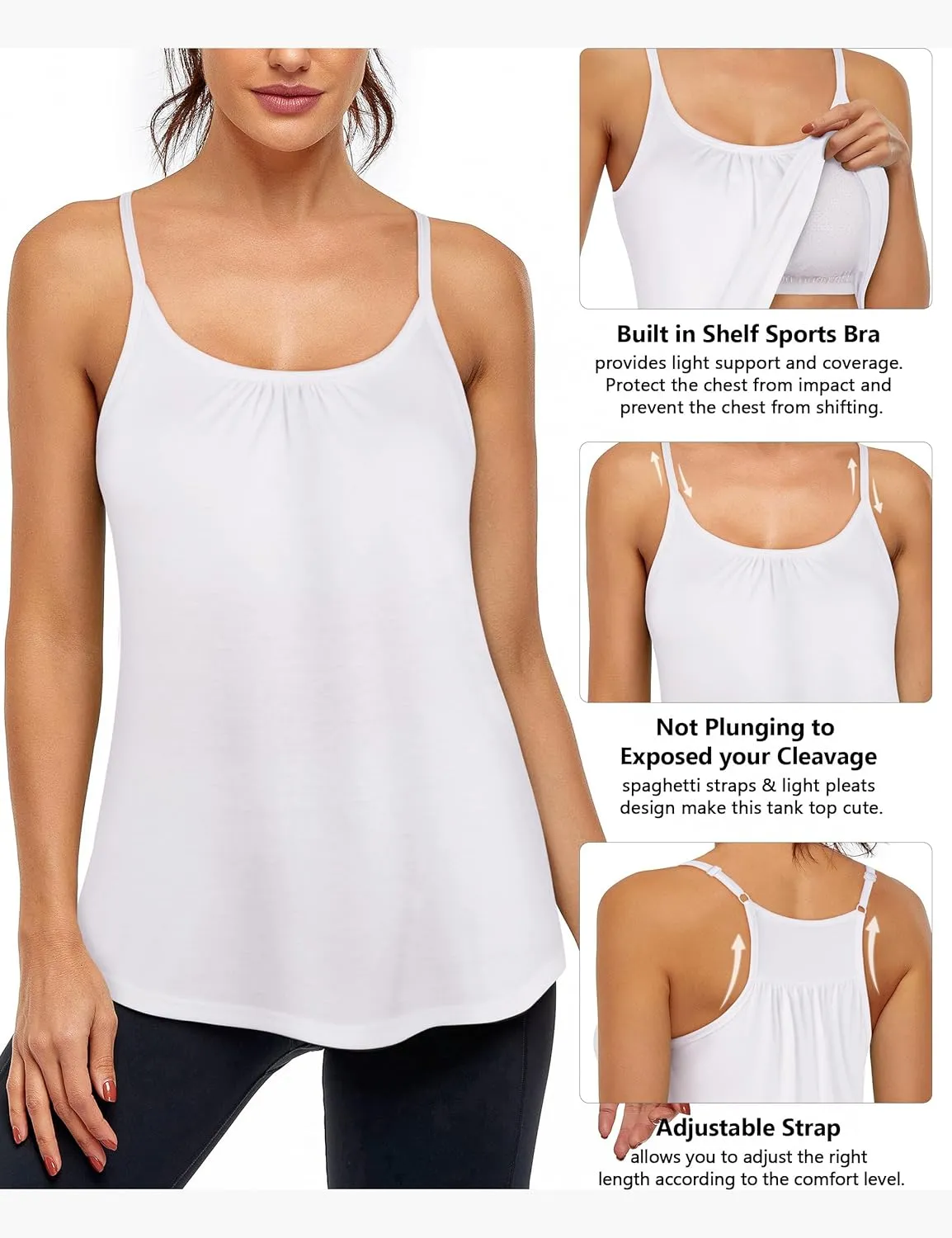 Hibelle Women's Workout Yoga Racerback Tank Tops with Built in Shelf Bra